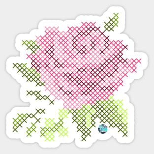 Cross Stitch Rose Sticker